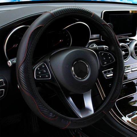 PU Carbon Fiber Leather Car Steering Wheel Cover