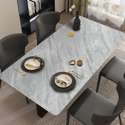 Pristine Snow Marble: Premium PVC Leather Dining Table Mats