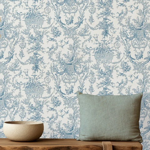 Classic Blue Toile Wallpaper