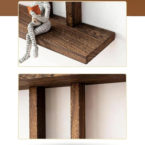 3-Tier Floating Wall Shelves – Rustic Wooden Wall Mounted Storage Shelf for Bathroom, Kitchen, Bedroom & Living Room