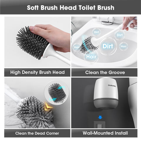 Wall-Mounted Silicone Toilet Brush