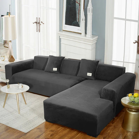 Black Velvet Sofa Seat Cushion Cover