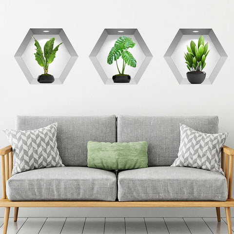 3PCS/Set 3D Plant Wall Stickers