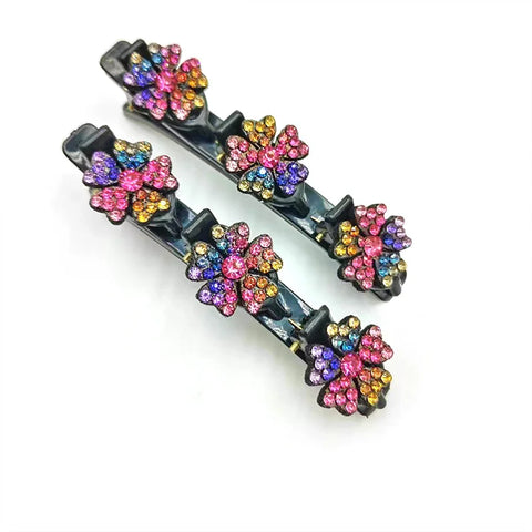 2PCS/Set Rhinestone Flowers Hair Clip