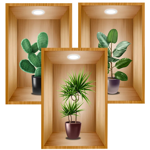 3Pcs Plants Wall Stickers