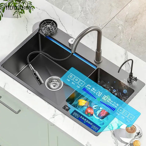 Intelligent Double Tank Waterfall Kitchen Sink