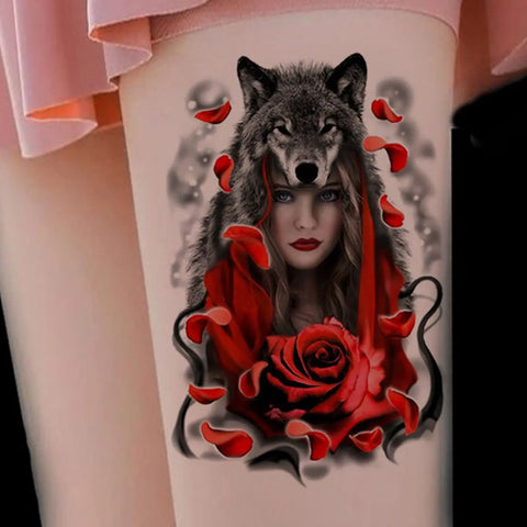 Beauty Wolf Tattoo Sticker
