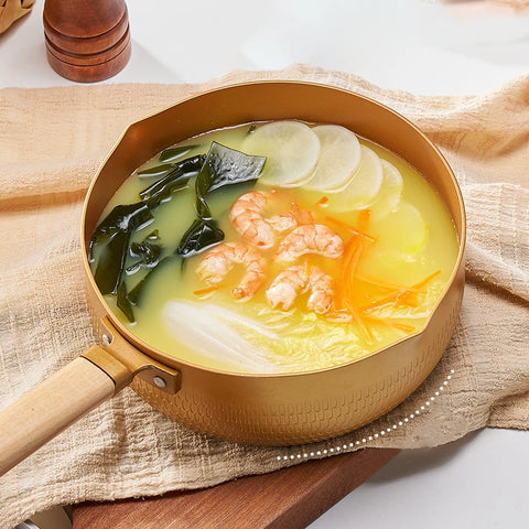 Golden Aluminum Saucepan With Steamer