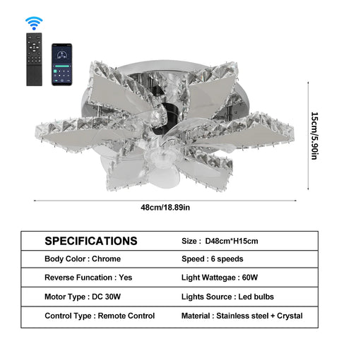 Luxora Beam Luxury Crystal Ceiling Fan