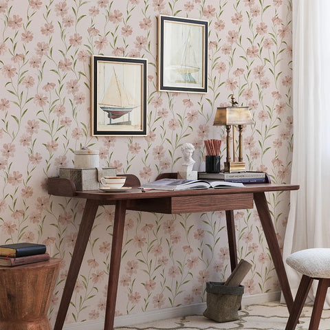 Pink Floral Peel And Stick Wallpaper