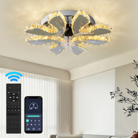 Luxora Beam Luxury Crystal Ceiling Fan