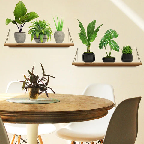 Green Plant Pot Rack Wall Stickers