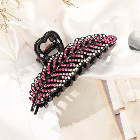 Rhinestone Leave heart Hair Claw