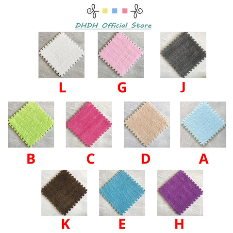 10PCS Soft Plush DIY Puzzle Floor Mat