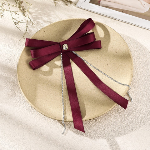 Bow Pearls Chain Barrettes Hairpin