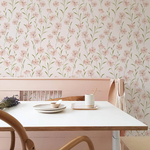 Pink Floral Peel And Stick Wallpaper