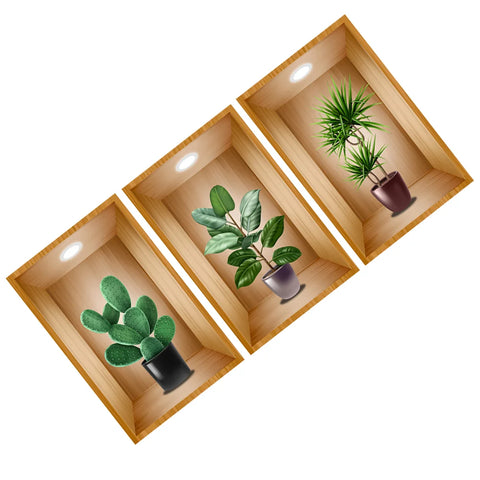 3Pcs Plants Wall Stickers