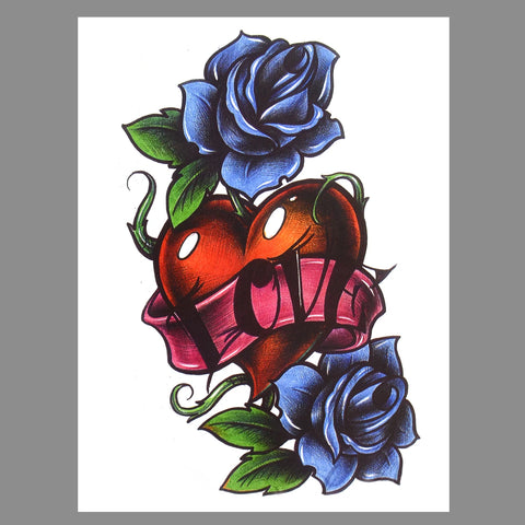 Blue Rose Blossom Tattoo Sticker