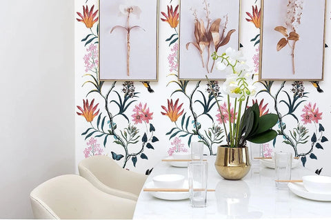 Pink Flowers Peel And Stick Wallpaper