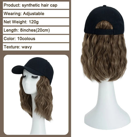 8 Inches Wavy Hair Wig Baseball Cap