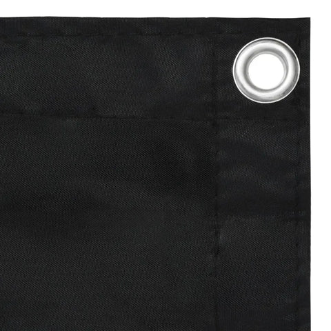 Waterproof Balcony Privacy Screen 75 x 500 cm – Black Oxford Fabric Windproof Balcony Fence Cover with Aluminium Eyelets & Fixing Rope