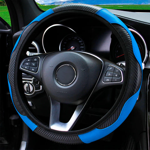 PU Carbon Fiber Leather Car Steering Wheel Cover