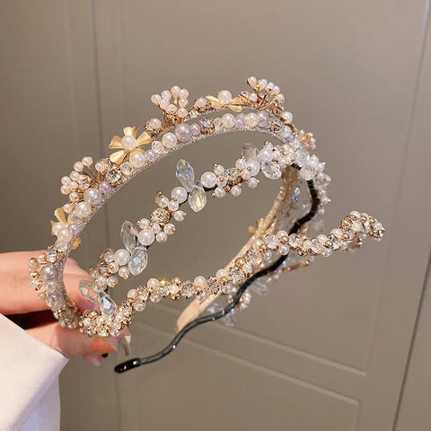 Crystal Pearl Flower Headband