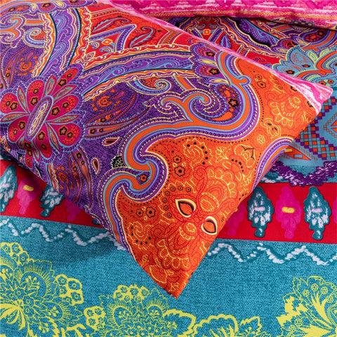 Colorful Boho Style Quilt Duvet Pillow Cover