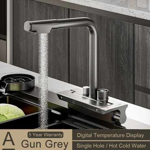 Digital Display Smart Waterfall Faucet