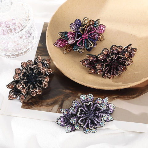 Elegant Rhinestone Flower Hair Clip