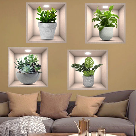 4PCS Potted Plant Wall Sticker