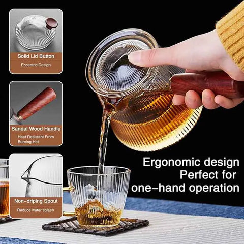 Sandalwood Serenity: Glass Teapot with Removable Infuser