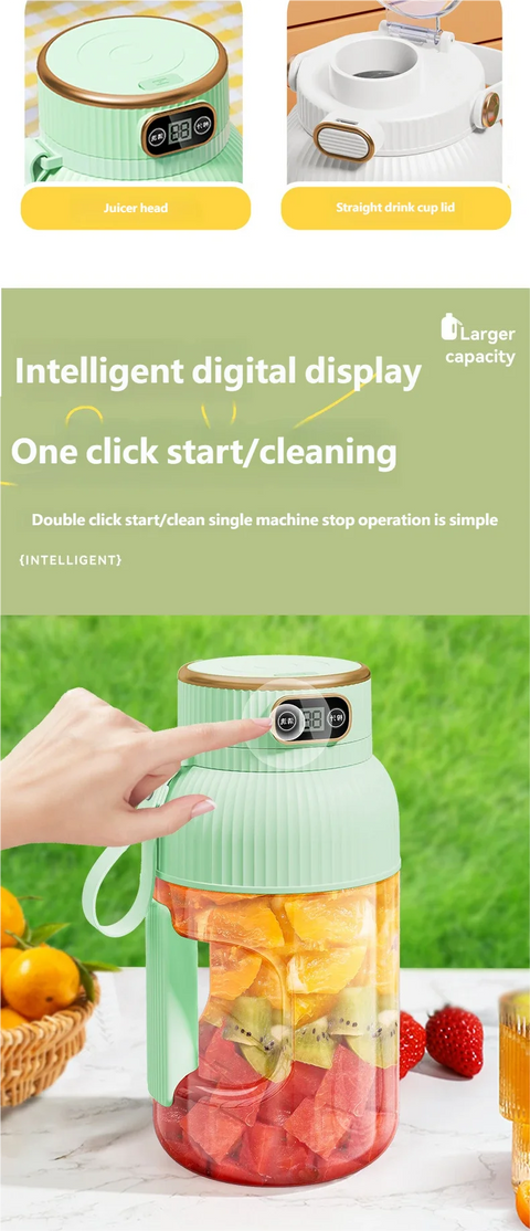 1200ML Portable Blender Bottle, USB Rechargeable Personal Smoothie Maker with 4 Stainless Steel Blades, Wireless Fruit Juicer Cup for Shakes, Smoothies & Protein Drinks