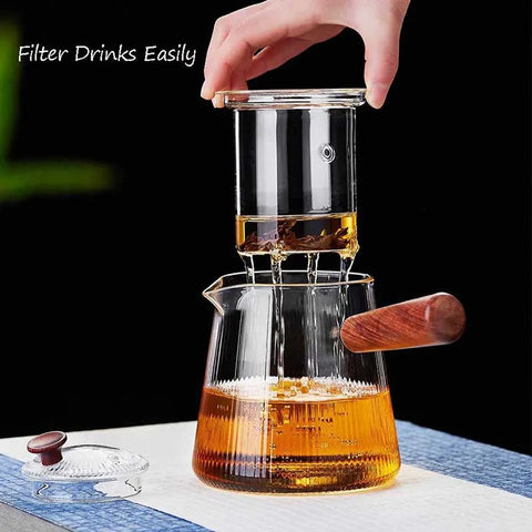 Sandalwood Serenity: Glass Teapot with Removable Infuser