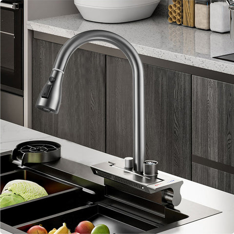 Digital Display Smart Waterfall Faucet