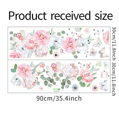 Pink Peony Flowers Wall Stickers