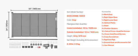 140cm/180cm/280cm Retractable Baby & Pet Safety Gate – 87cm Tall Extendable Mesh Barrier for Stairs, Doorways & Hallways