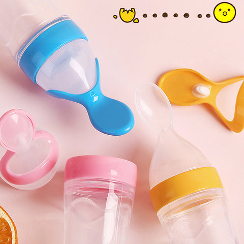 Baby Squeezing Feeding Spoon Bottle