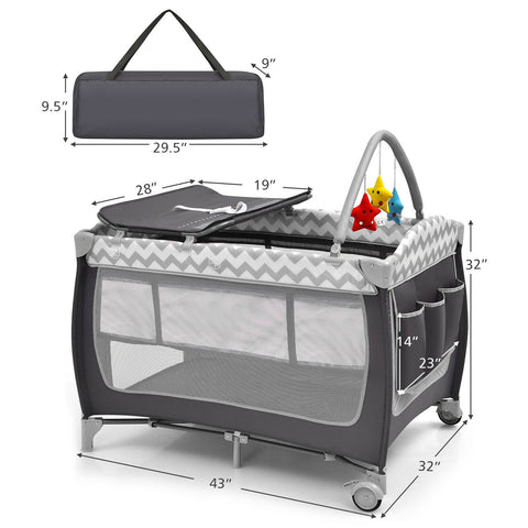 Portable Baby Crib Bassinet Playpen