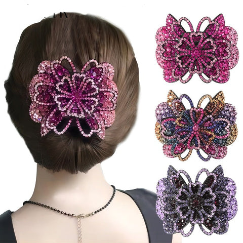 Elegant Rhinestone Flower Hair Clip