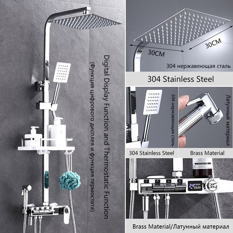 Brass Thermostatic Digital Display Shower