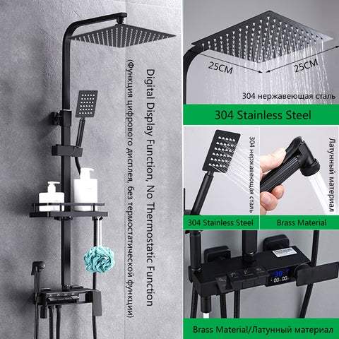 Brass Thermostatic Digital Display Shower