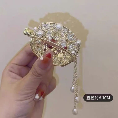 Pearl Rhinestone Hair Claw Clips