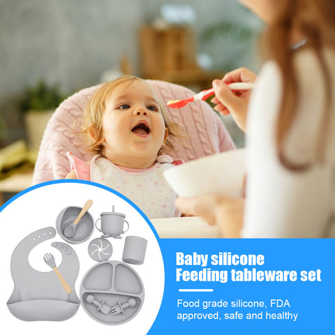 9PCS/Set Baby Silicone Tableware
