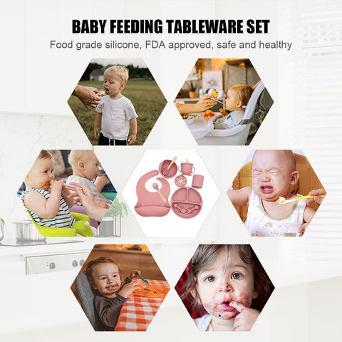 9PCS/Set Baby Silicone Tableware