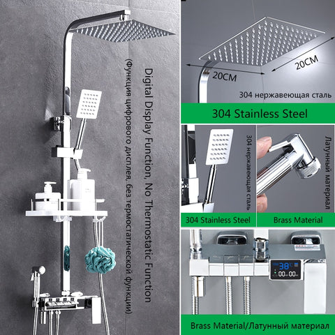 Brass Thermostatic Digital Display Shower