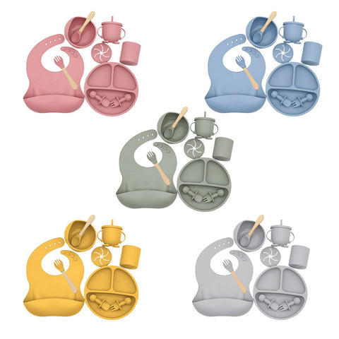 9PCS/Set Baby Silicone Tableware