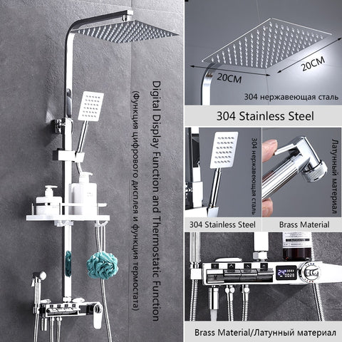 Brass Thermostatic Digital Display Shower