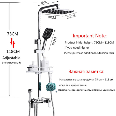 Brass Thermostatic Digital Display Shower