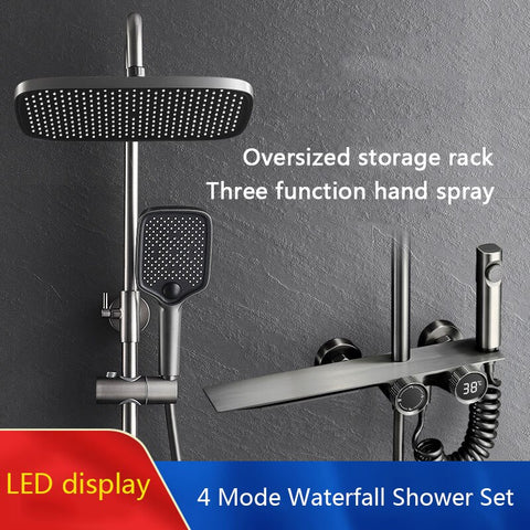 LED Display Digital Grey Knob Shower Set